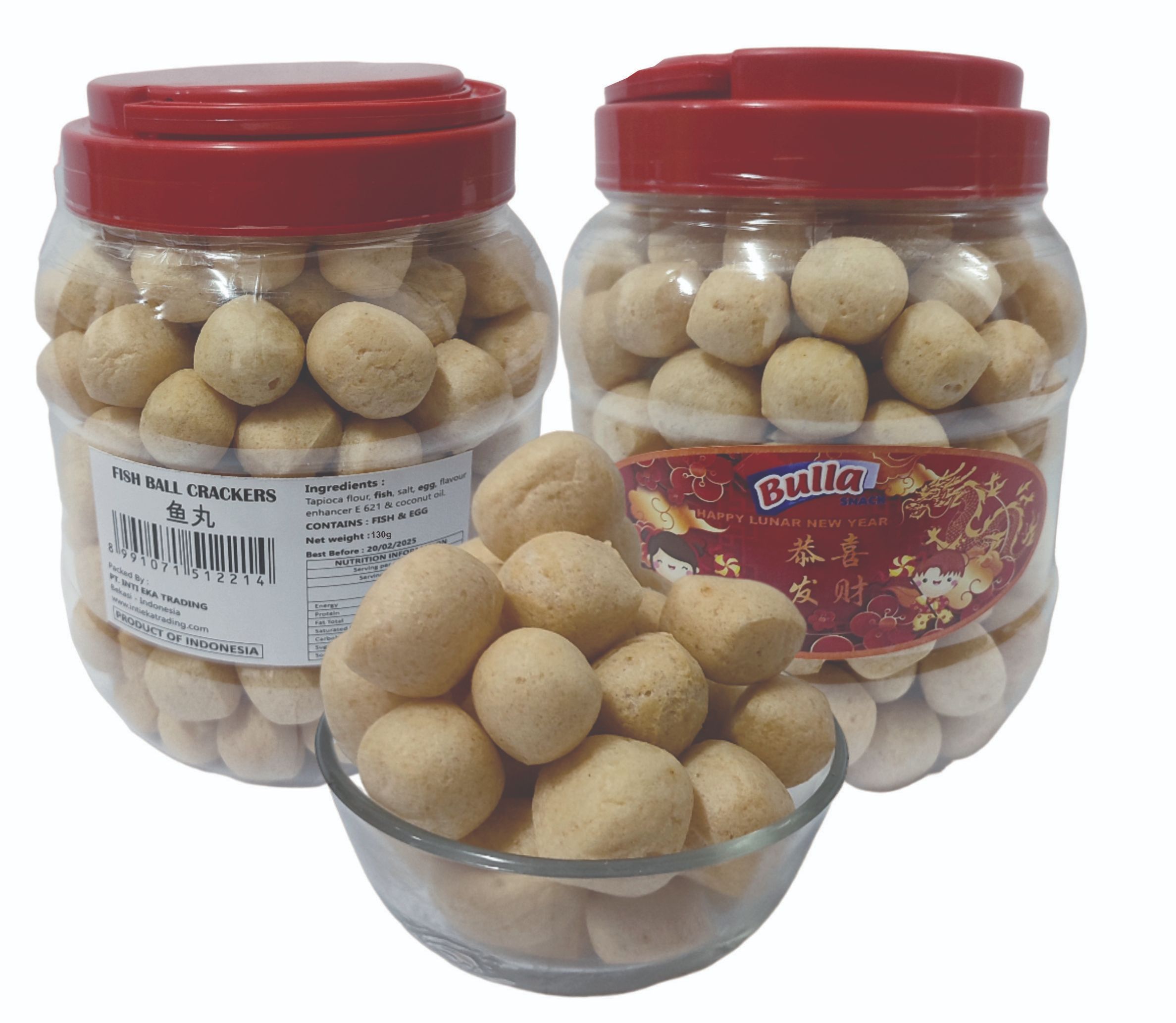 Medium Fish Ball Crackers 130g Inti Eka Trading   FISH BALL 